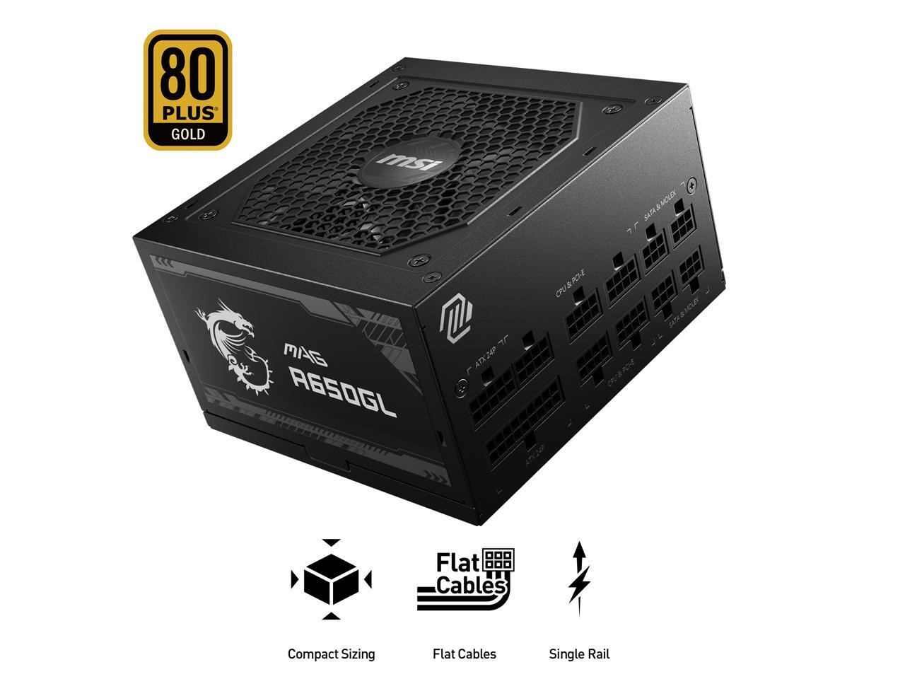 MSI – MAG A650GL, 80 GOLD Fully Modular Gaming PSU, 650W Power Supply, 10 Year