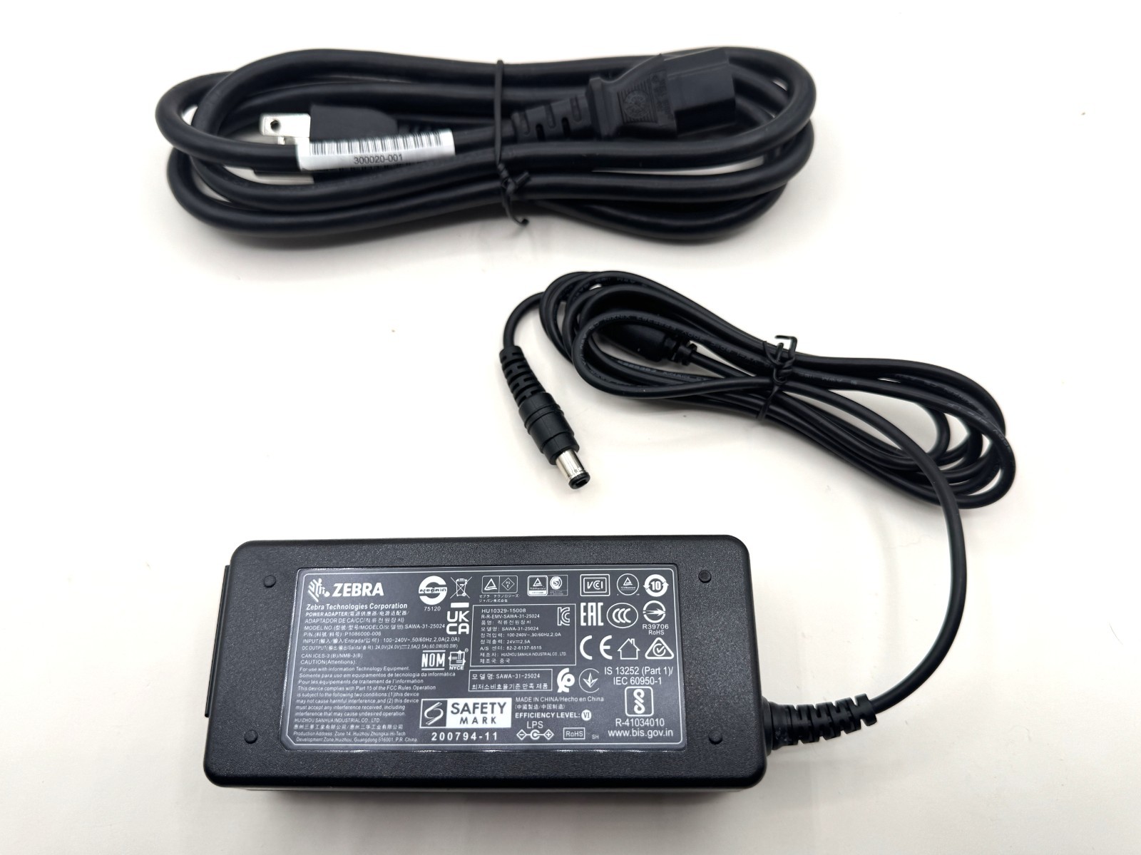 Zebra Printer 24V 2.5A 60W AC Adapter SAWA-31-25024 Power Supply P1086000-006