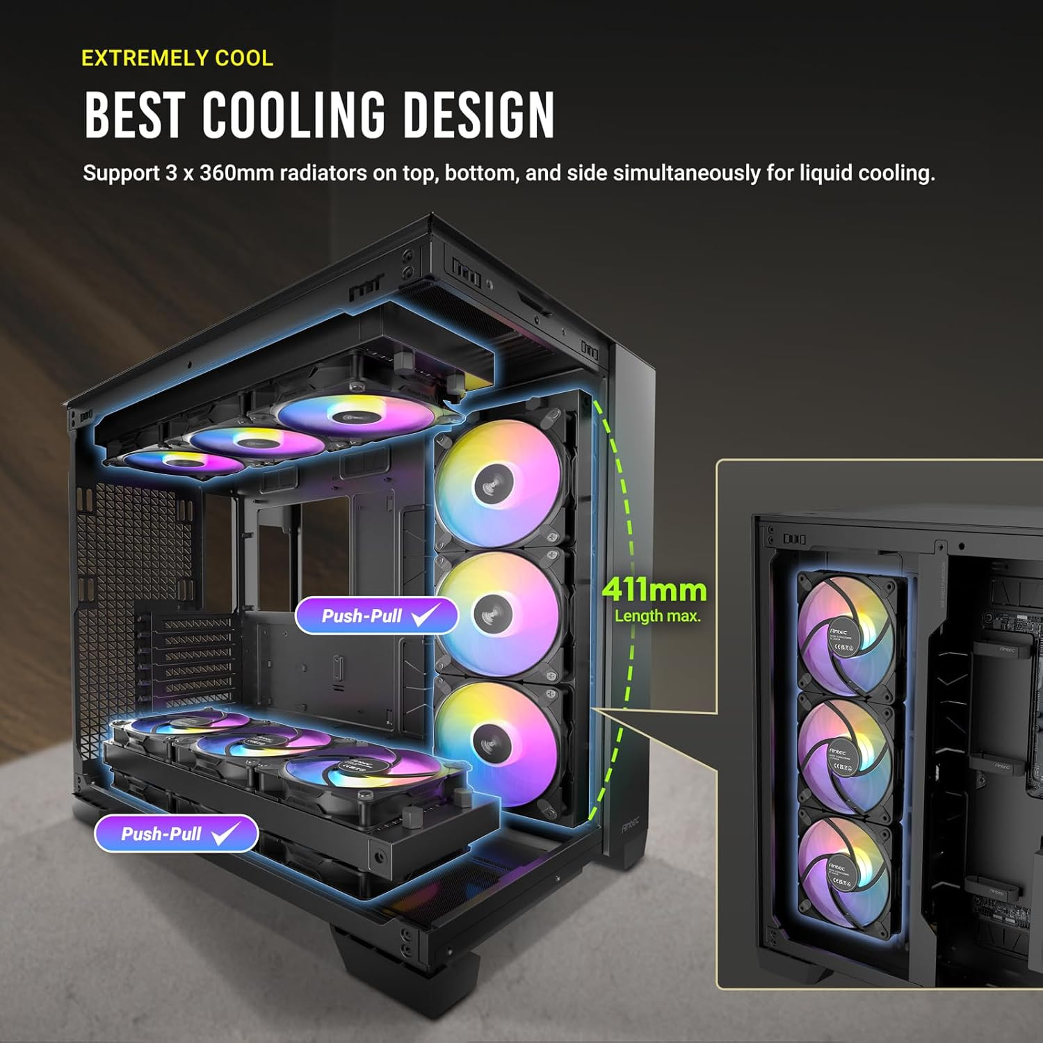 C8 ARGB, 2X TQR 160Mm & 1X TQ 140Mm ARGB PWM Fans Included,Dual-Chamber Layout,