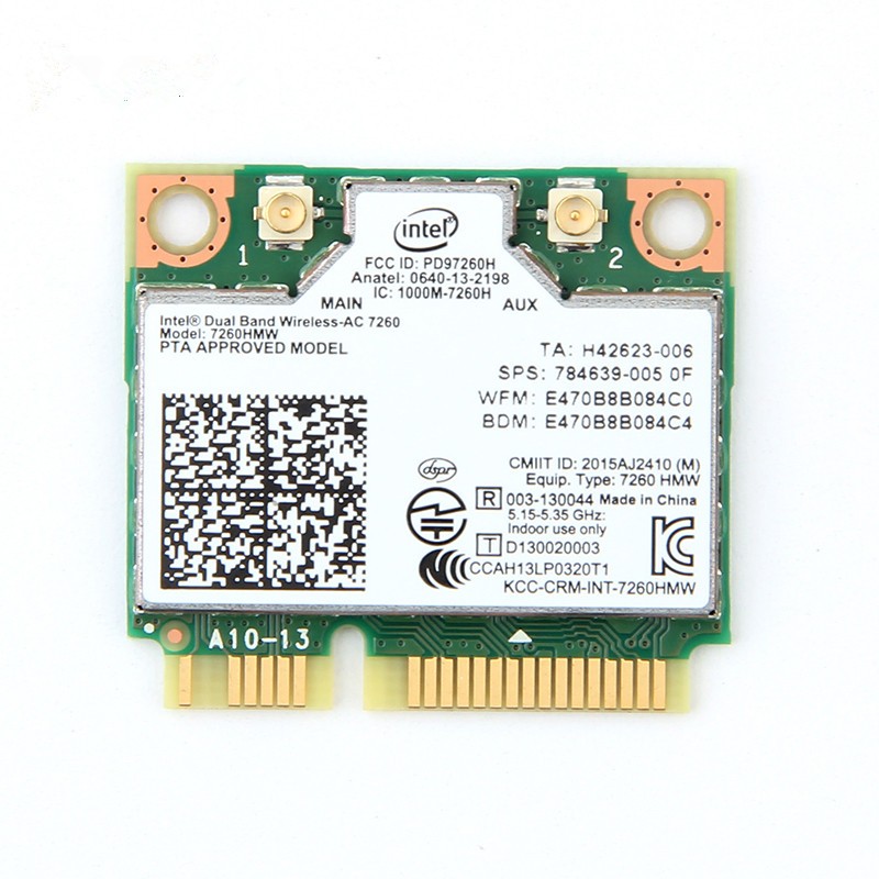 Dual Band Wireless-AC 7260HMW Bluetooth 4.0 Mini PCI-E WiFi Card for Laptop PC