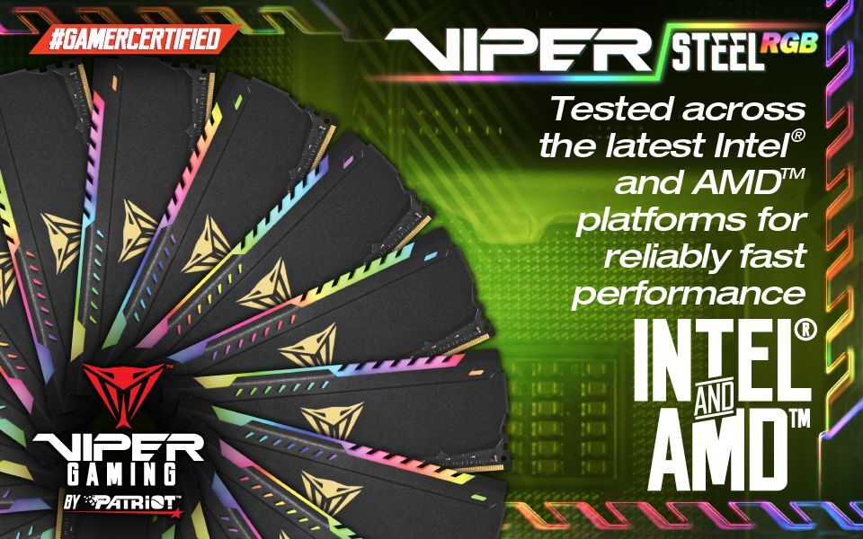 Patriot Viper Steel RGB 16GB 32GB 64GB PC RAM DDR4 3200 3600 288-Pin Memory DIMM