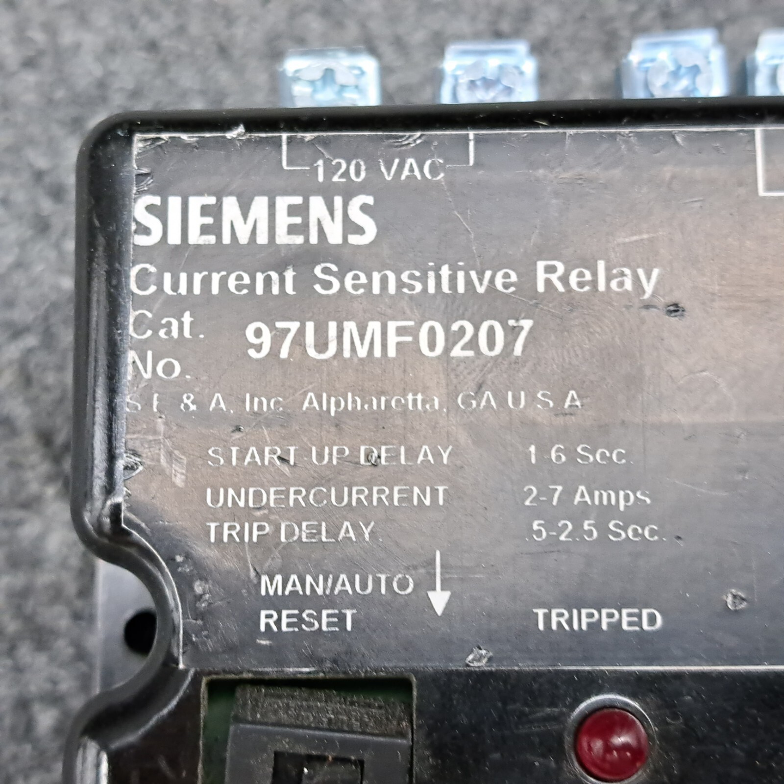 Siemens 97UMF0207 Current Sensitive Relay 250 VAC MMC