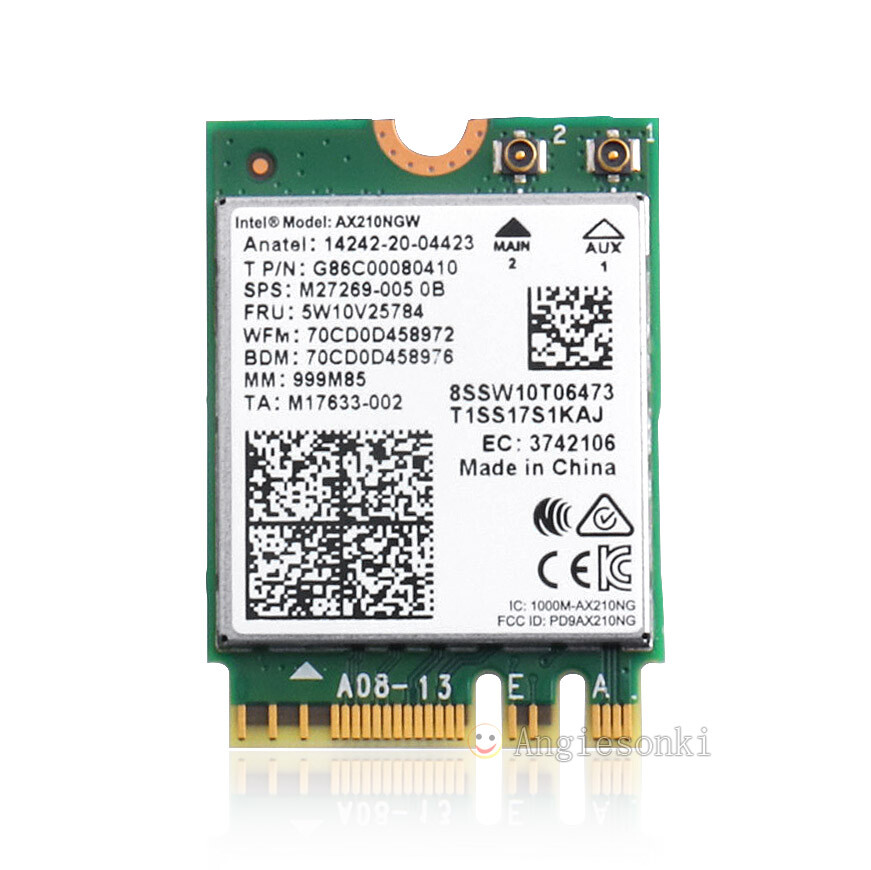 Wi-Fi 6E M.2 Network Adapter Card 3000Mbps Bluetooth 5.2 Intel AX210 Dual Band