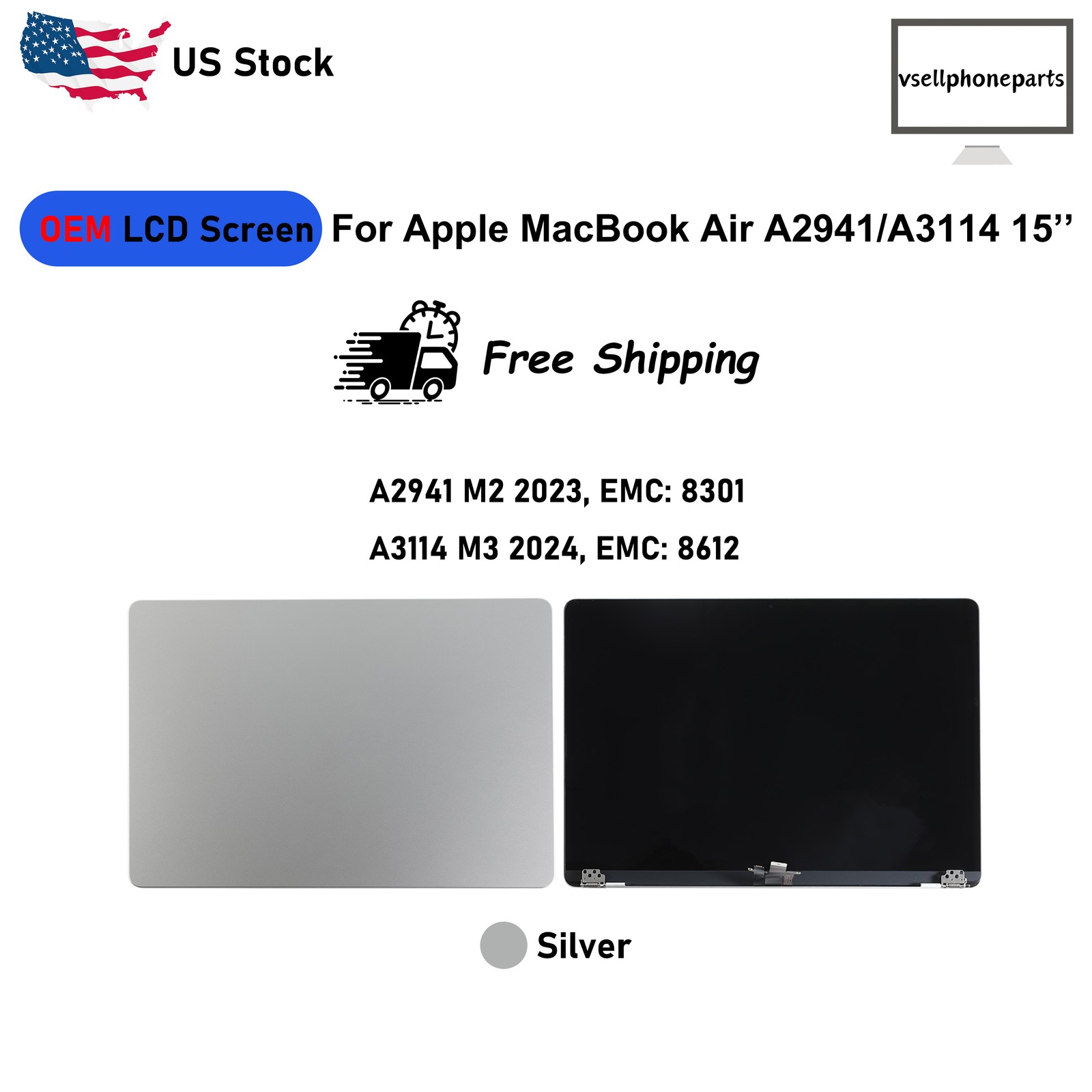 OEM For Apple MacBook Air A2941/A3114 15” LCD Display Screen Digitizer Silver