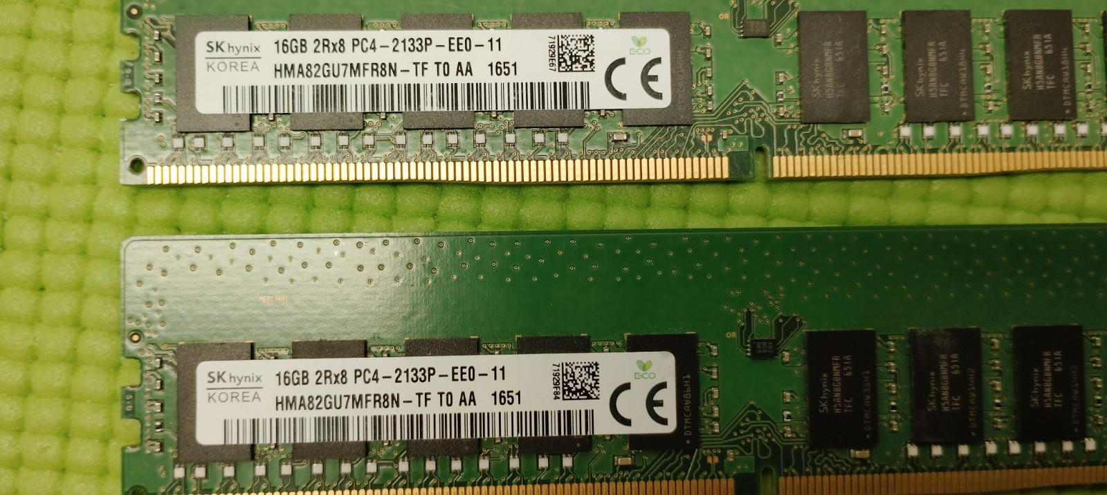 2x SK Hynix 16GB DDR4 ECC RDIMM PC4-2133P Server Memory HMA82GU7MFR8N-TF