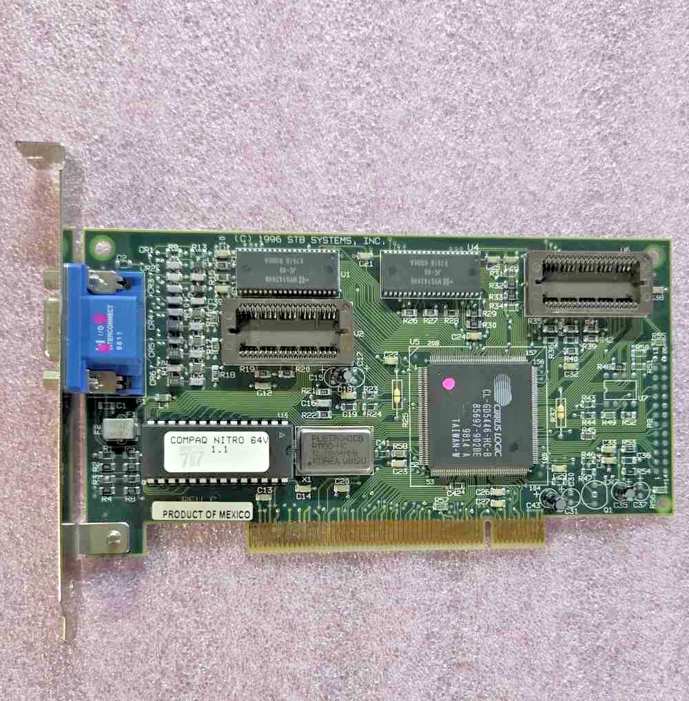 Tested STB/Compaq Nitro 64V PCI graphics card, 1MB RAM, Cirrus Logic CL-GD5434