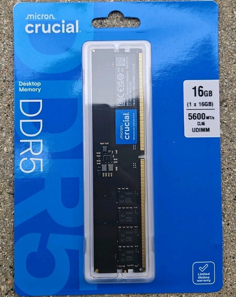 Crucial 16GB DDR5 RAM 5600MHz 288-Pin Desktop Memory 5600 UDIMM CT16G56C46U5