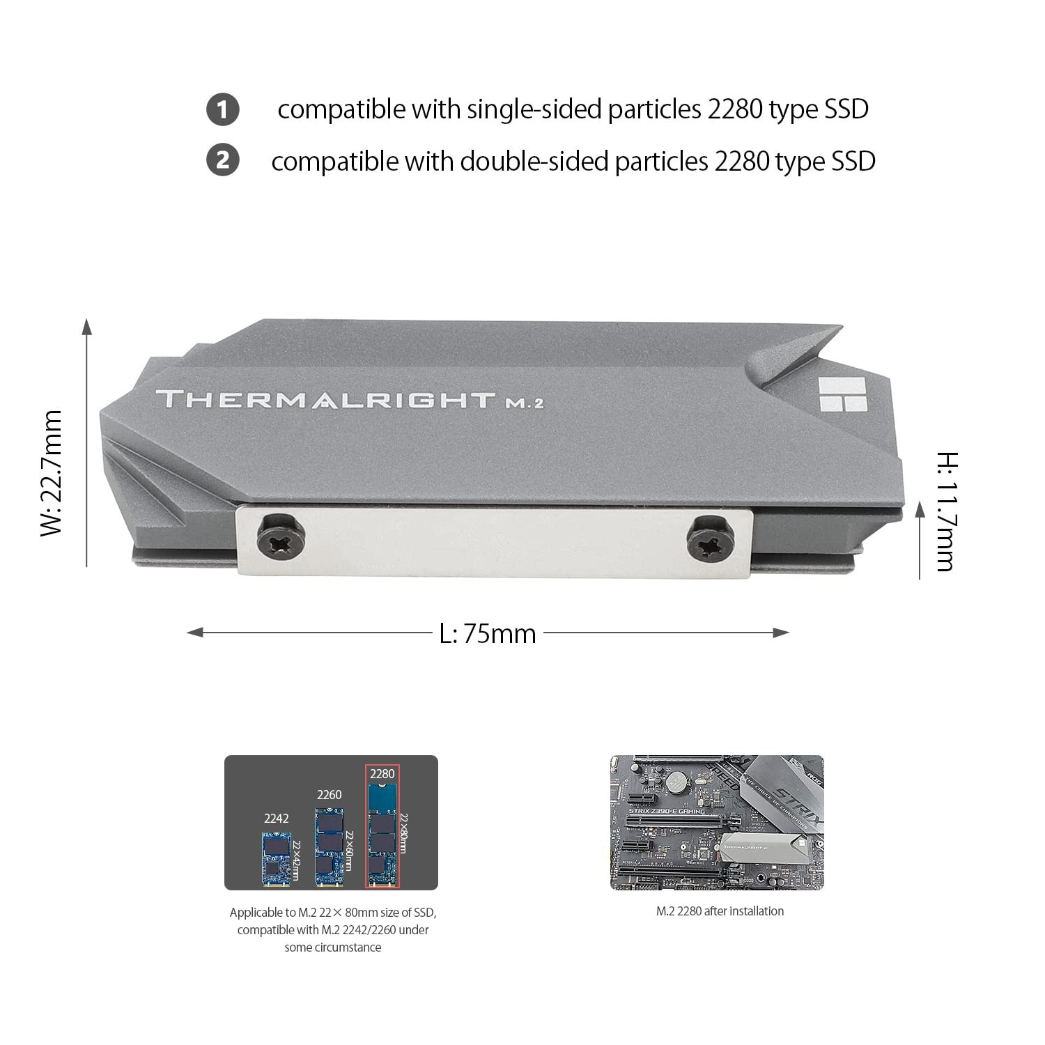 High-Performance M.2 2280 SSD Heatsink Cooler with Double-Sided Thermal Pad