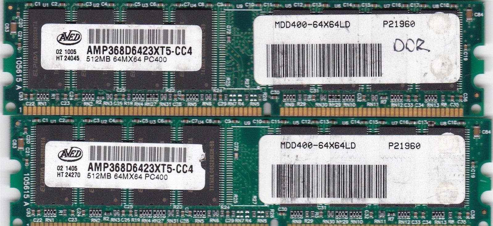 1GB 2x512MB PC-3200 DDR-400 AVANT AMP368D6423XT5-CC4 DDR1 ELPIDA Desktop Ram Kit