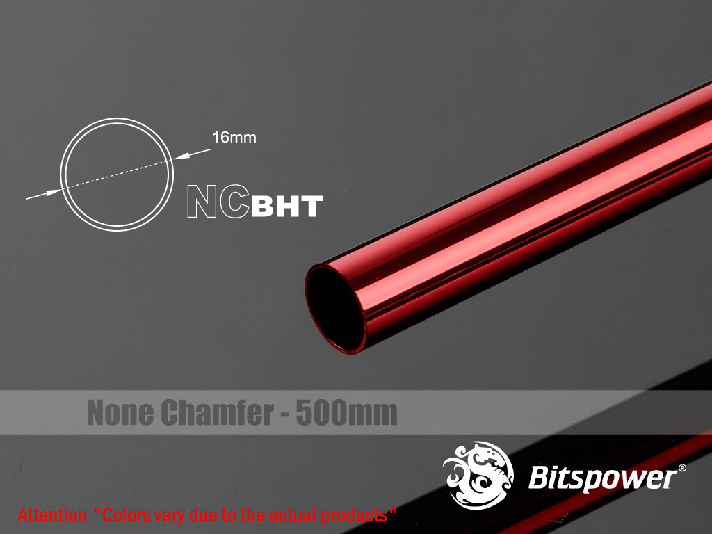 Bitspower None Chamfer Brass Hard Tubing OD16MM Deep Red – Length 500 MM