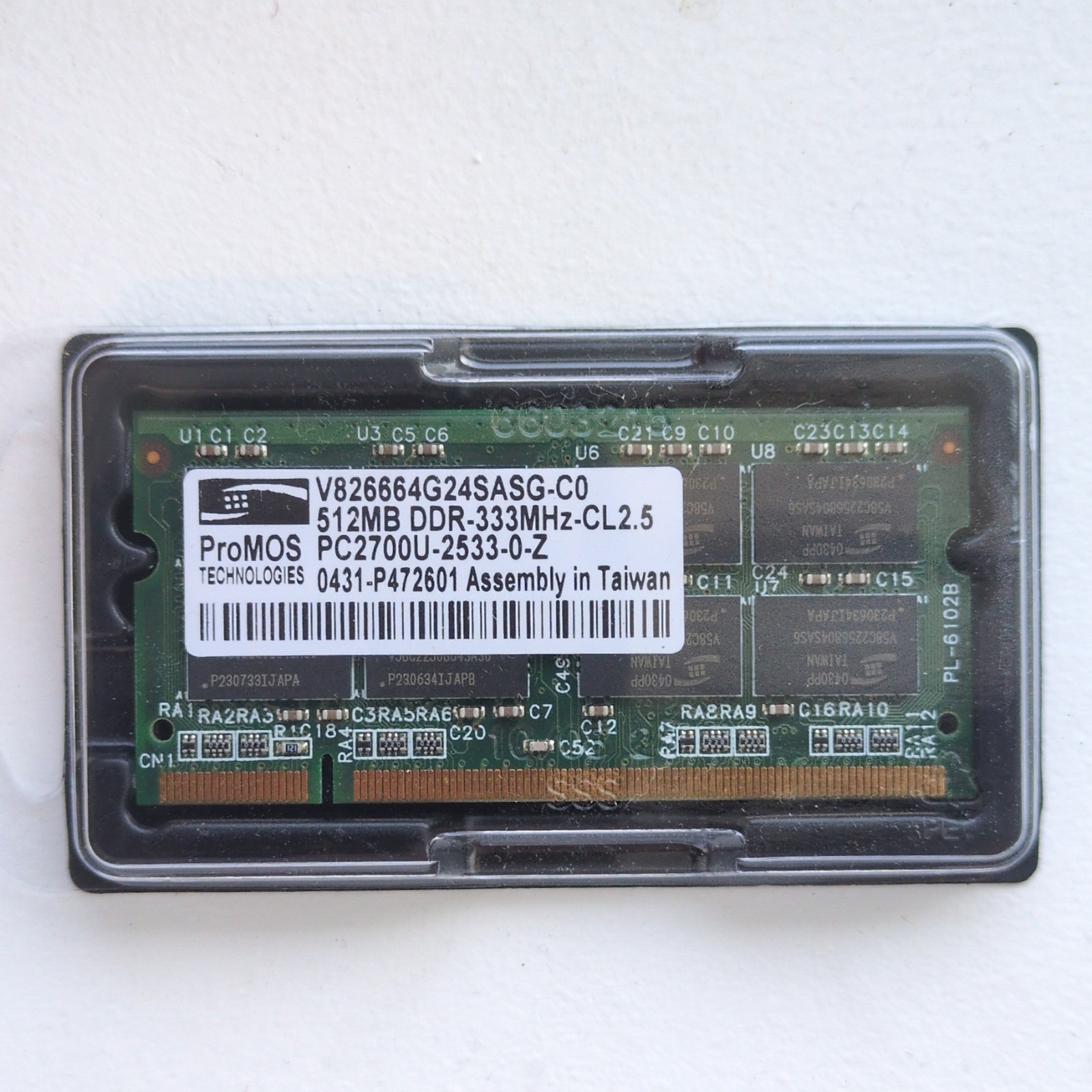 ProMOS 512MB DDR PC2700 DDR-333 CL2.5 200-Pin SO-DIMM RAM V826664G24SASG-C0