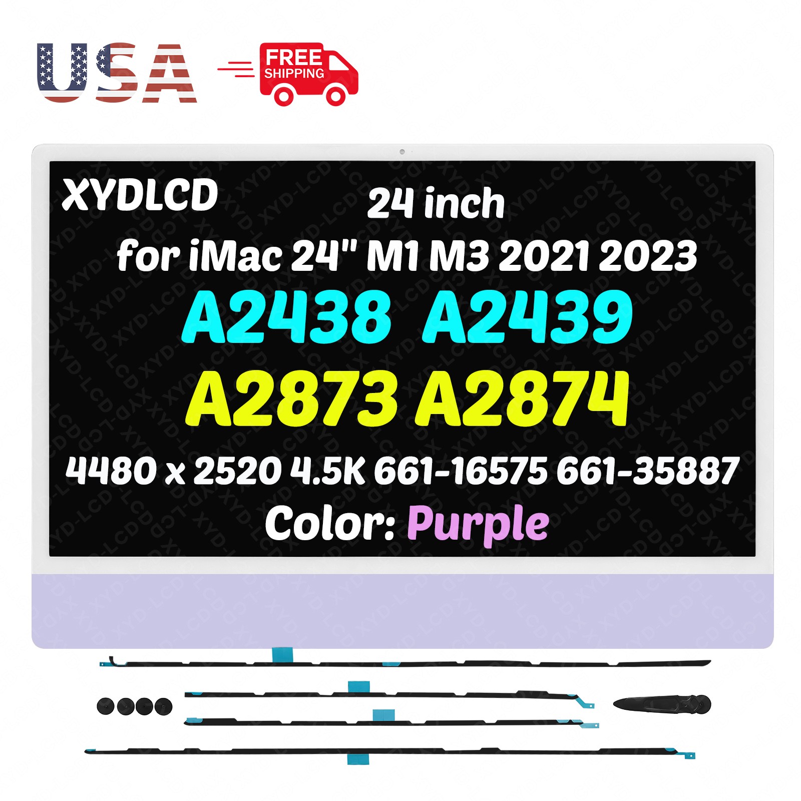 for iMac 24″ A2873 EMC8206 MQRT3LL/A MQRU3LL/A MQRQ3LL/A LCD Screen Display 4.5K