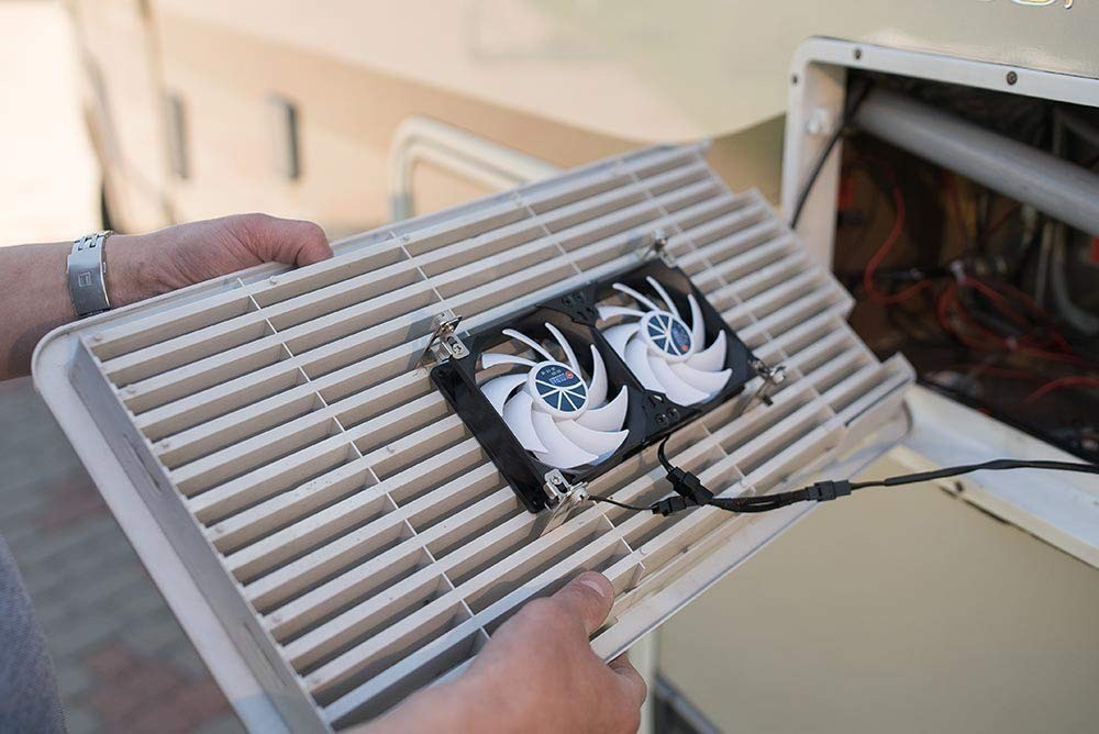 12V Waterproof Cooling Fan with Speed Controller for RV Fridge Ventilation