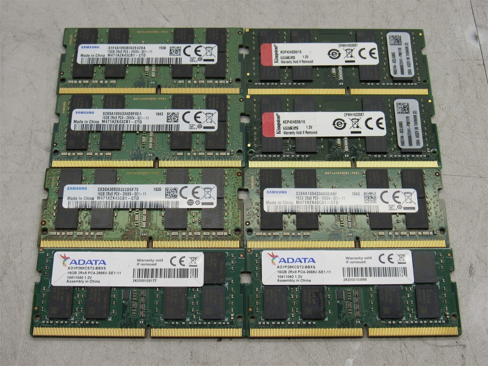 8 LOT – 16GB PC4-3200AA DDR4 25600 SODIMM RAM for LAPTOP – MAJOR BRANDS
