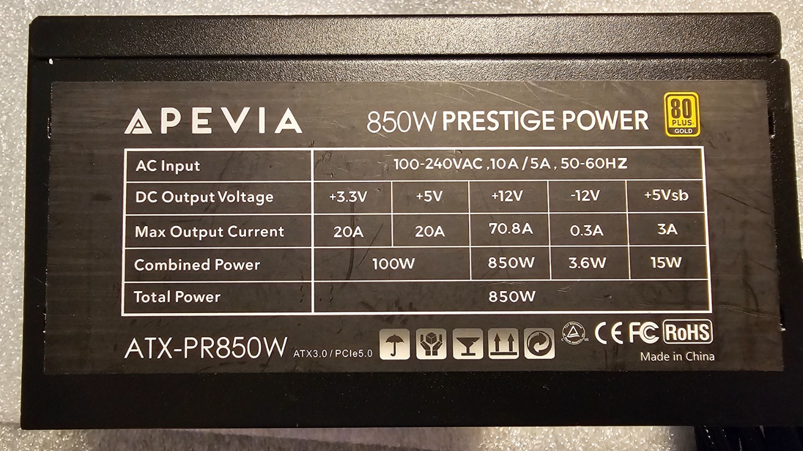 Apevia 850W Prestige Power ATX-PR850W 80 Plus Gold Power Supply