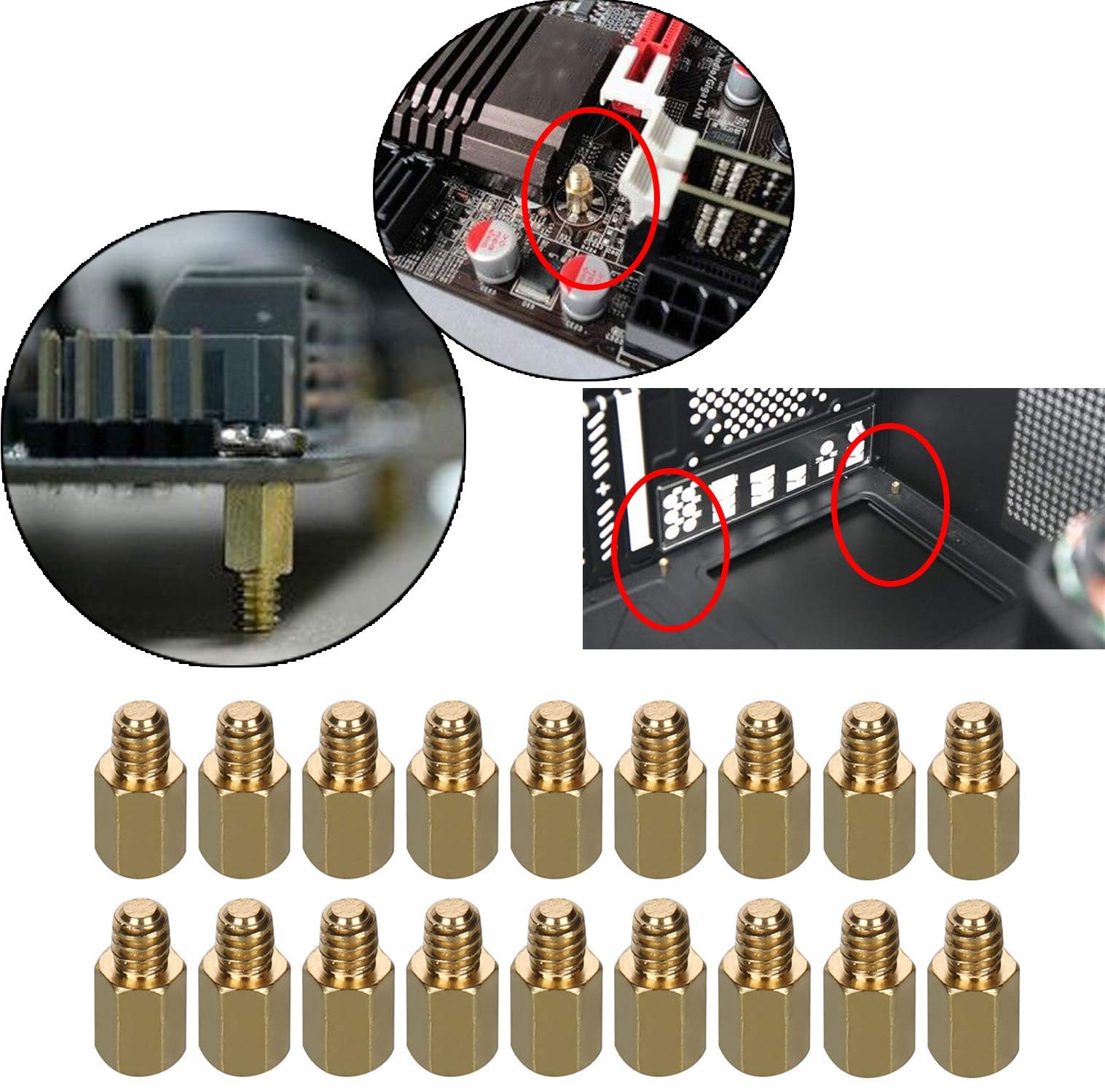 6-32 Brass Motherboard Standoffs,ATX Case Standoffs, ATX Standoff for ATX Com…