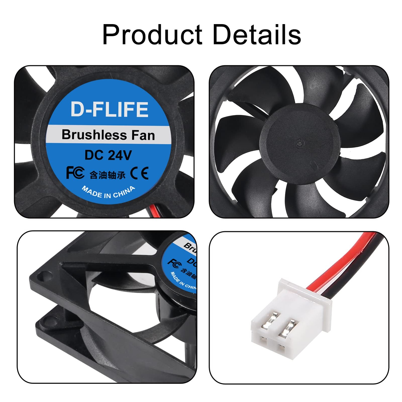 D-FLIFE 4pcs 8025 Cooling Fan 80x80x25mm DC 24V Cooler Brushless 80mm…