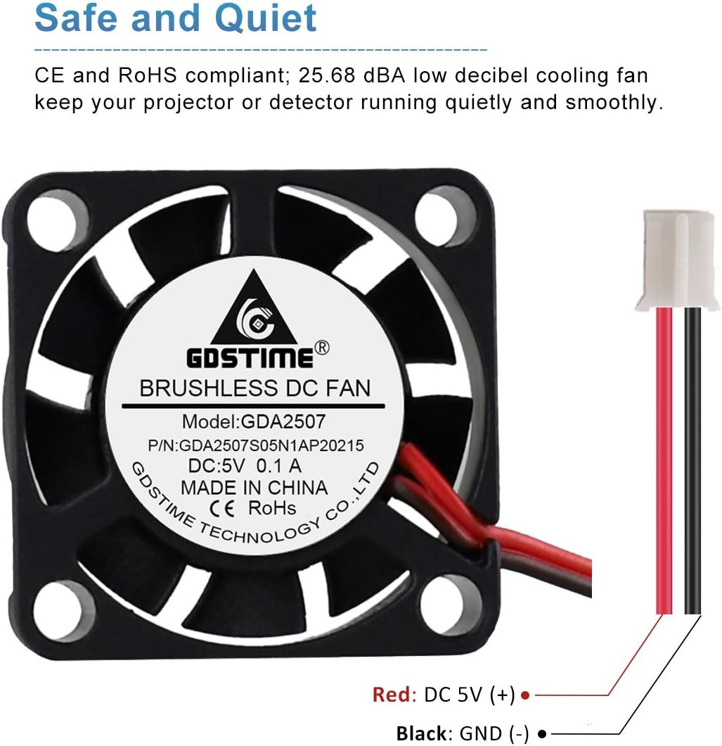 2 Pack 25Mm 5V Fan – Mini 25X25X7Mm 2-Pin Brushless DC Cooling Fans for Aroma Di