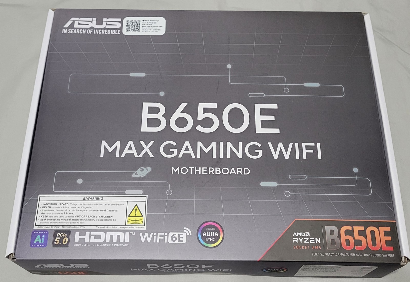 NEW! ASUS B650E Max Gaming WiFi W AMD B650 AM5, DDR5 PCIe 5.0, ATX Motherboard