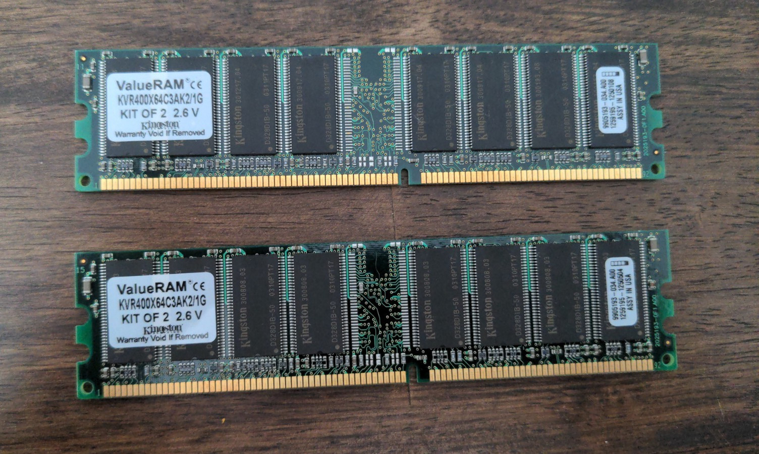 Kingston KVR400X64C3AK2/1G 1GB DDR400 DDR Non-ECC CL3 Memory RAM Kit
