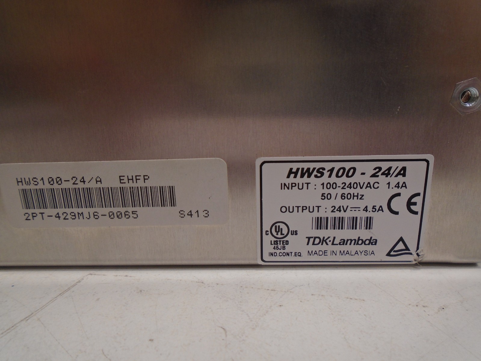 TDK LAMBDA HWS 100-24/A POWER SUPPLY OUTPUT 24V 4.5A