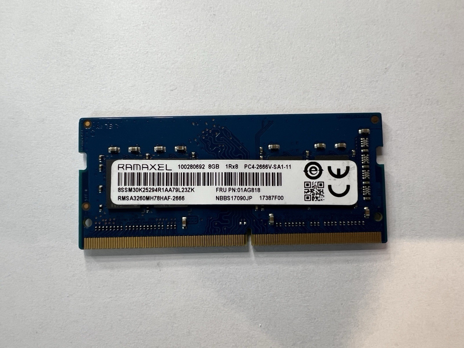 RAMAXEL 8GB DDR4 2666MHz PC4-2666V SODIMM Laptop RAM 1Rx8 Qty 1 Tested