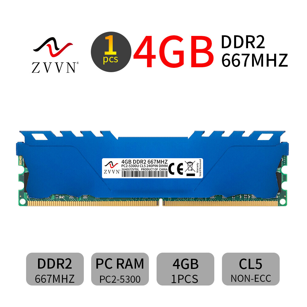 ZVVN 4GB DDR2 667MHz PC2-5300U CL5 240Pin intel DIMM Desktop PC Memory Blue LUS