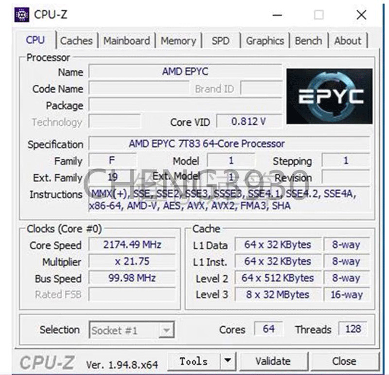AMD epyc milan 7t83 official version 64 cores 128 threads 2.45ghz CPU processor