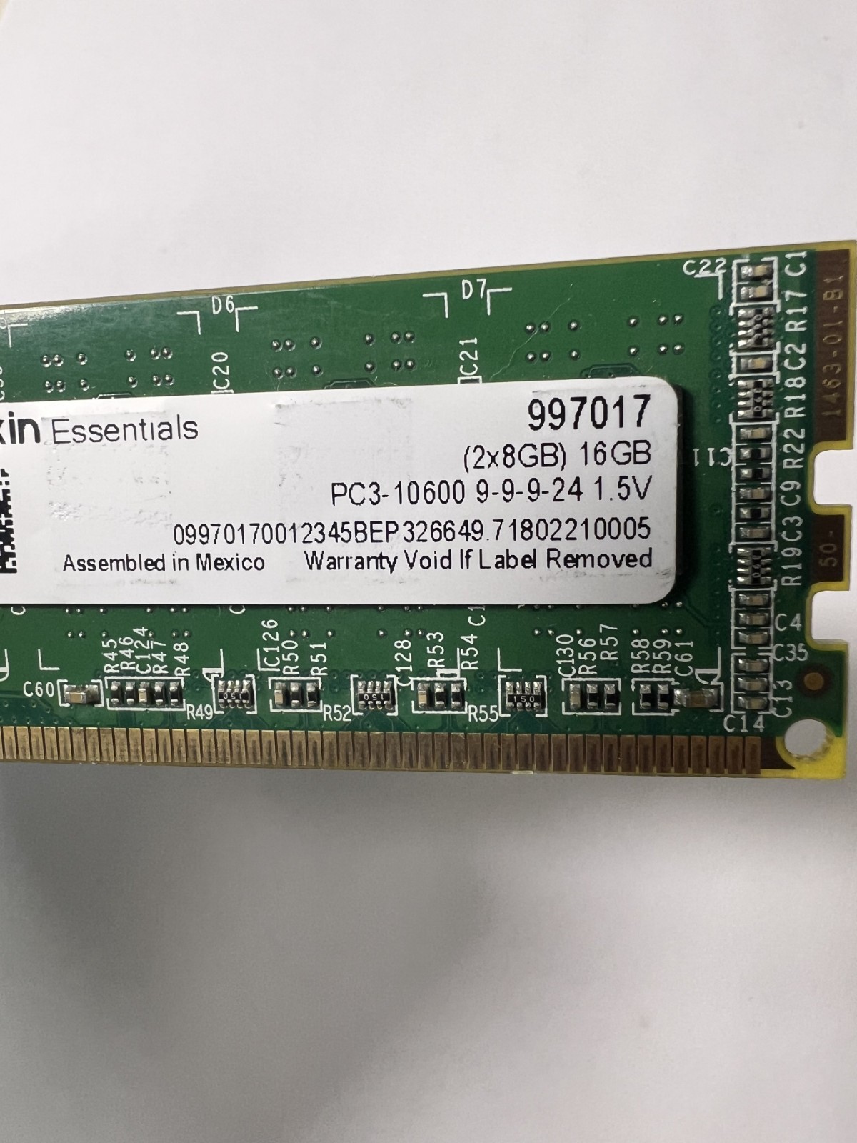 Mushkin Essentials 997017 DDR3 RAM 8 GB (1 x 8GB) – DDR3 PC3-10600 9-9-9-24 1.5V
