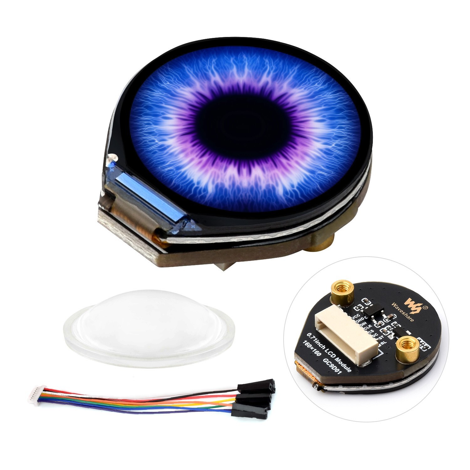 Waveshare 0.71inch Round LCD Display Module, 160×160 Resolution, SPI 65K colors