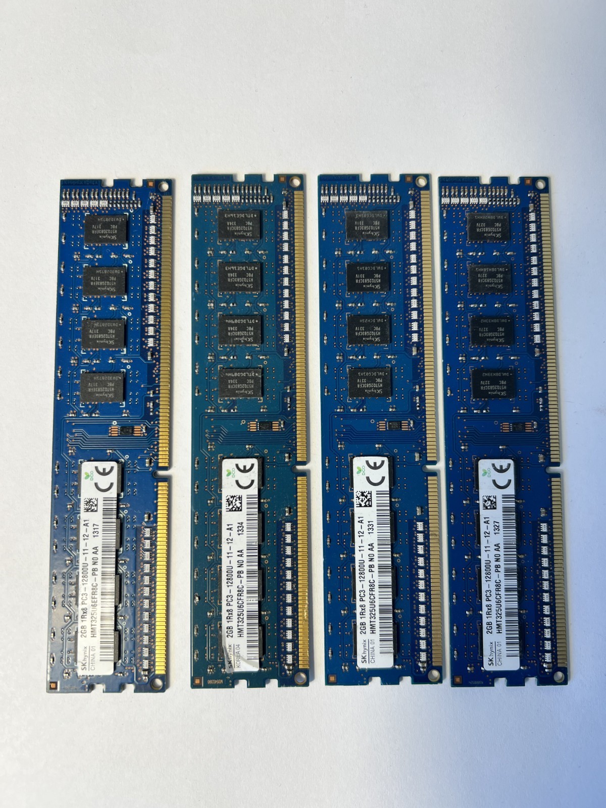 Hynix 8GB (4x2GB) 1Rx8 PC3-12800U DDR3 RAM Kit Memory HMT325U6CFR8C-PB Lot of 4