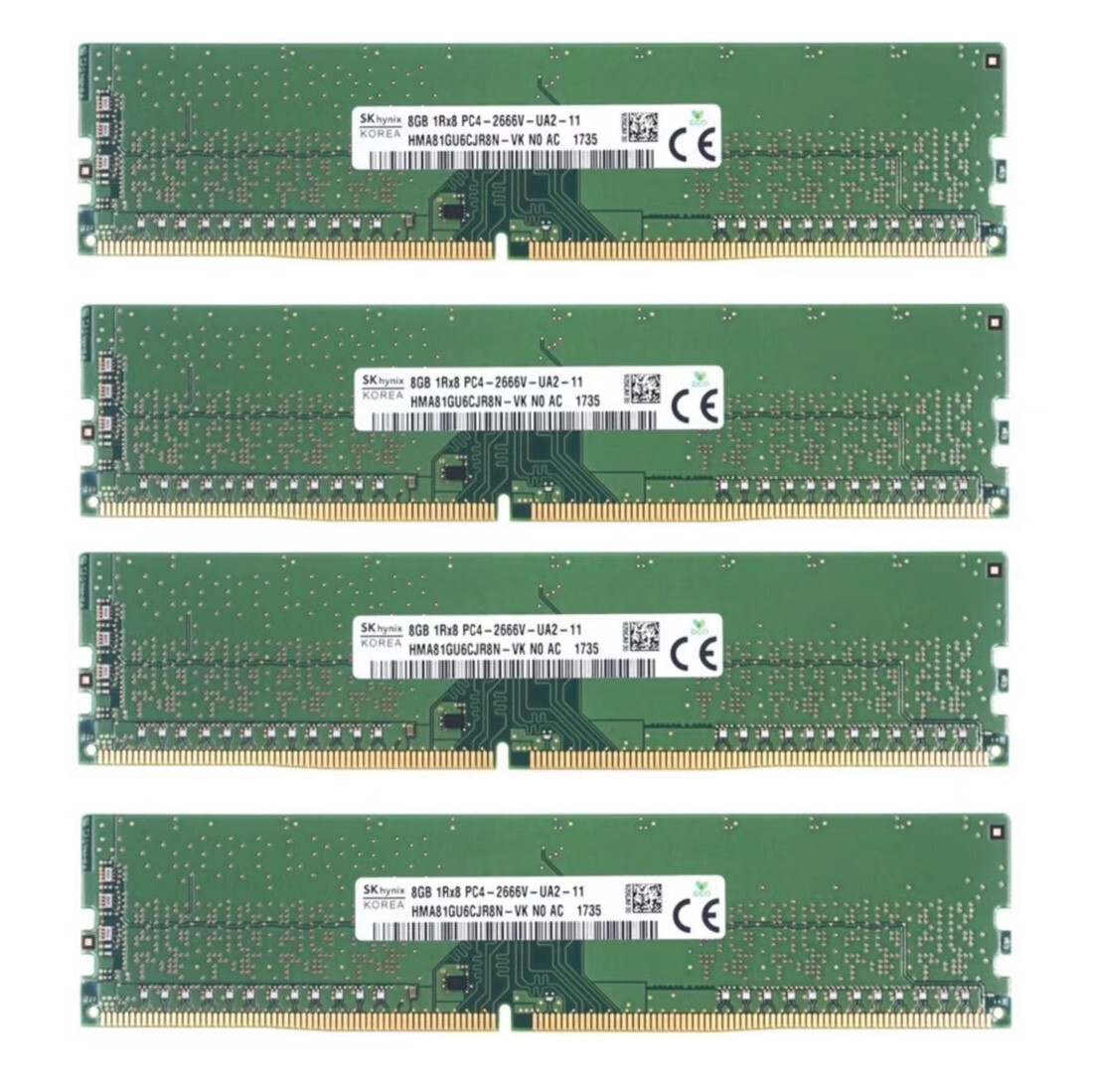 New Hynix 32GB (4X8GB) DDR4 2666MHz PC4-21300 UDIMM Memory Ram HMA81GU6CJR8N-VK