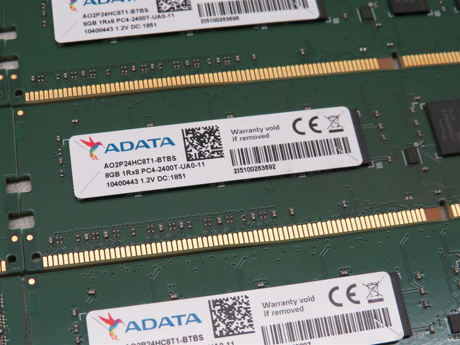 Lot of 6 ADATA 8GB 1Rx8 PC4-2400T-UA0-11 Desktop Memory DDR4 RAM