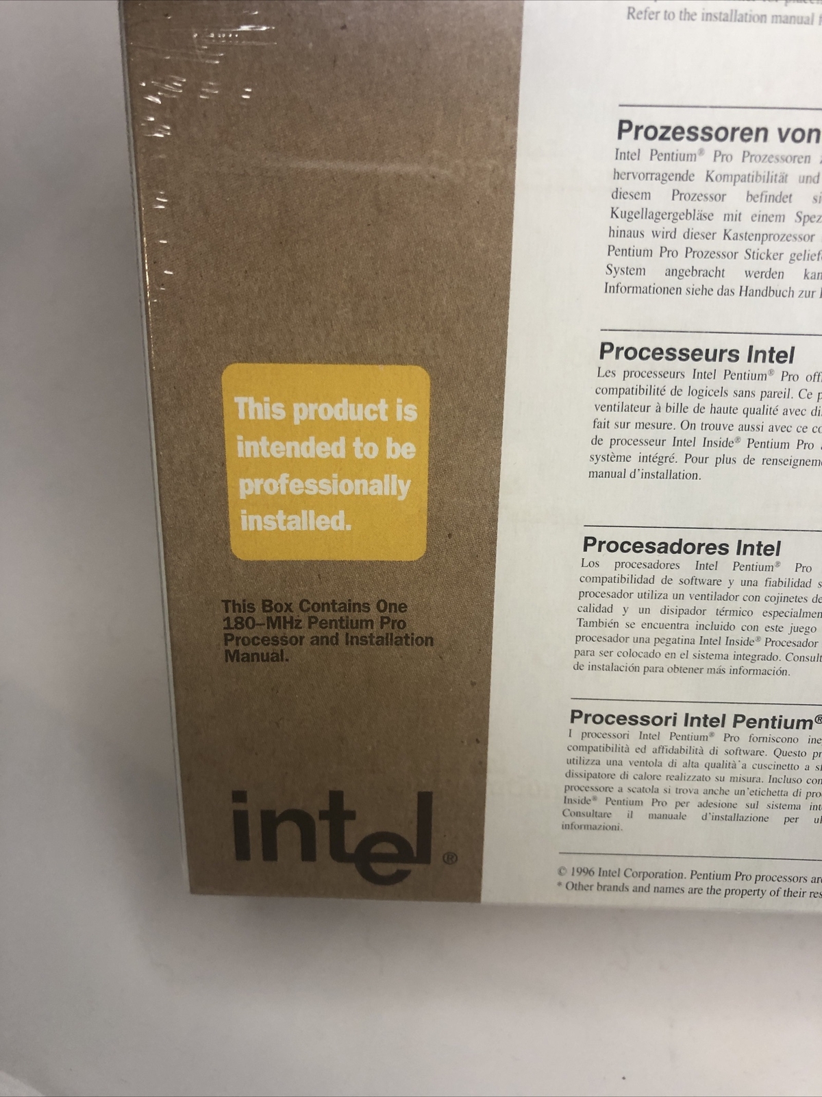 NEW Vintage Intel Pentium Pro Processor 180MHz CPU Sealed Retail Boxed 1996