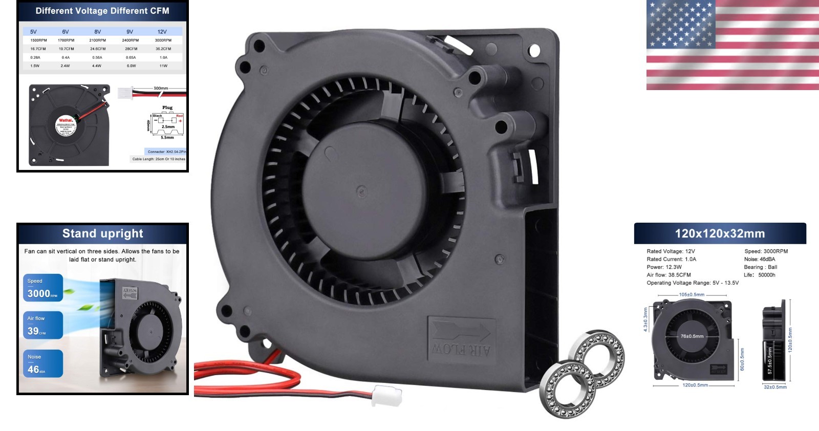 Compact 12V Blower Fan – 3000 RPM Cooling Solution for Amplifiers & More