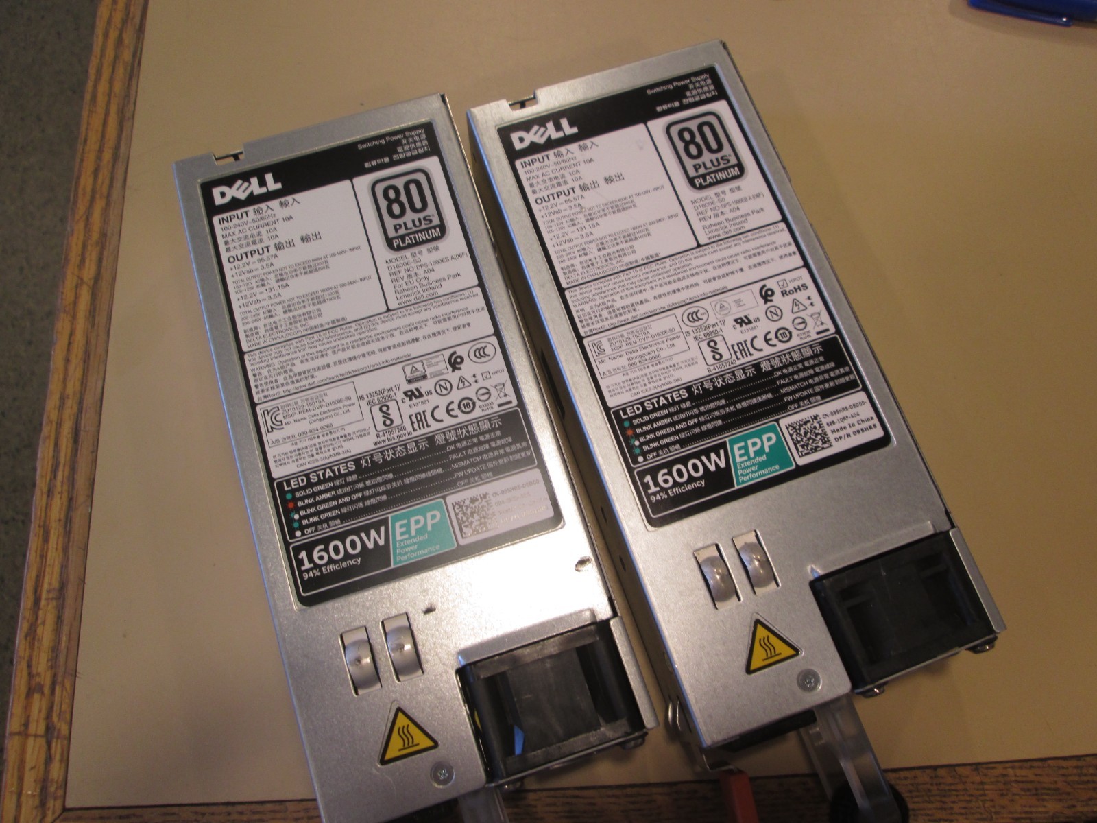 Lot of (2) Dell Precision R7920 1600W 80 Plus Platinum D1600E-S0 Power Supply