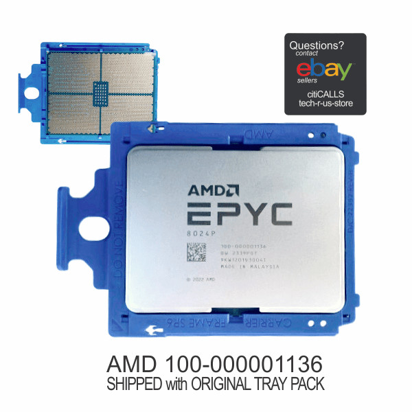 AMD 100-000001136 CPU Processor EPYC 8024P 8C 8T 3MHz Tray