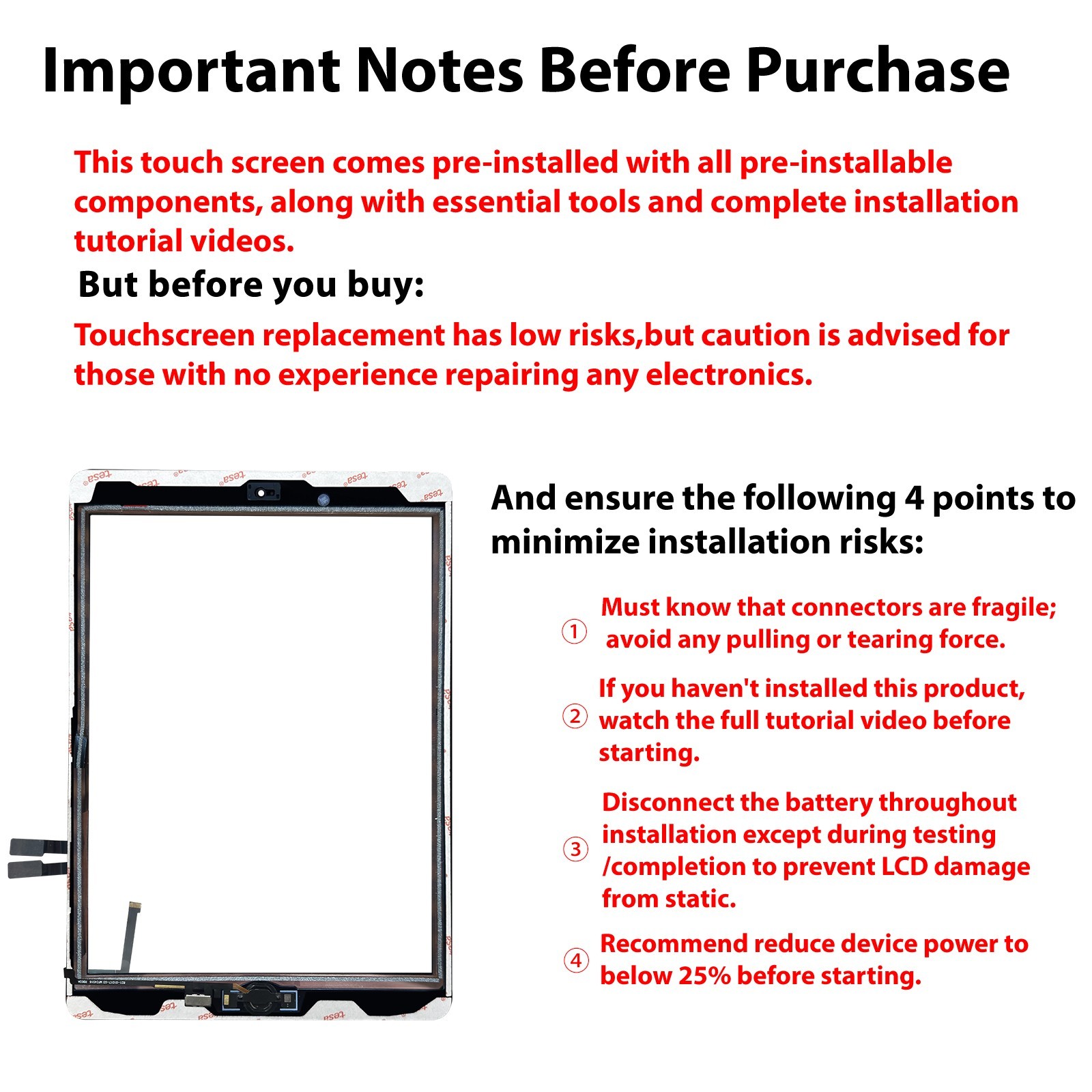 Premium-Quality for iPad 9th Screen Replacement Digitizer Touch Glass for 2021