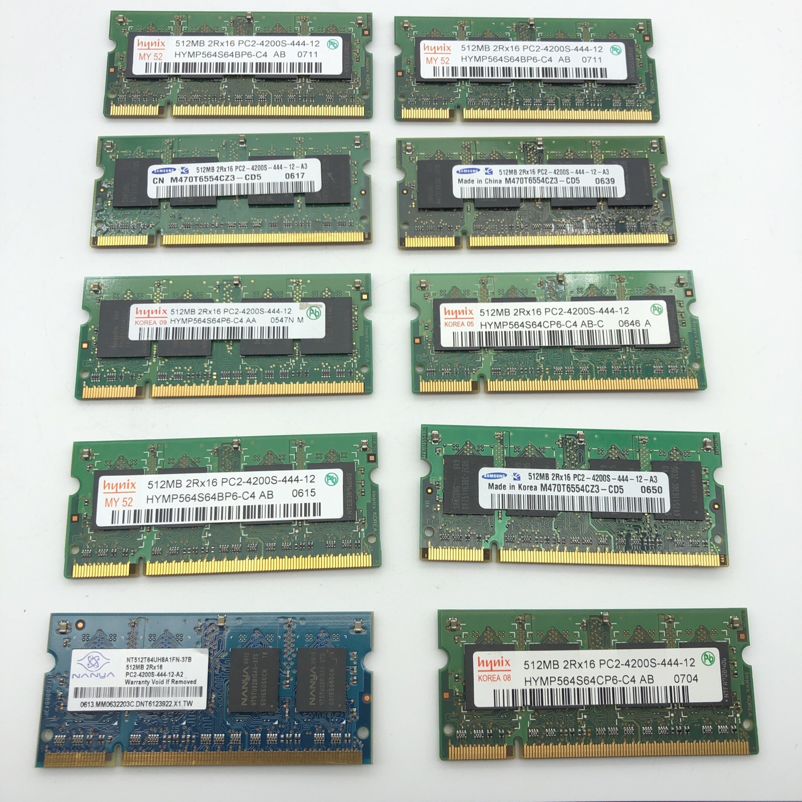 Lot 10 pcs 512MB PC2-4200s PC4200 DDR2 533Mhz 2Rx16 SoDimm 200pin Memory