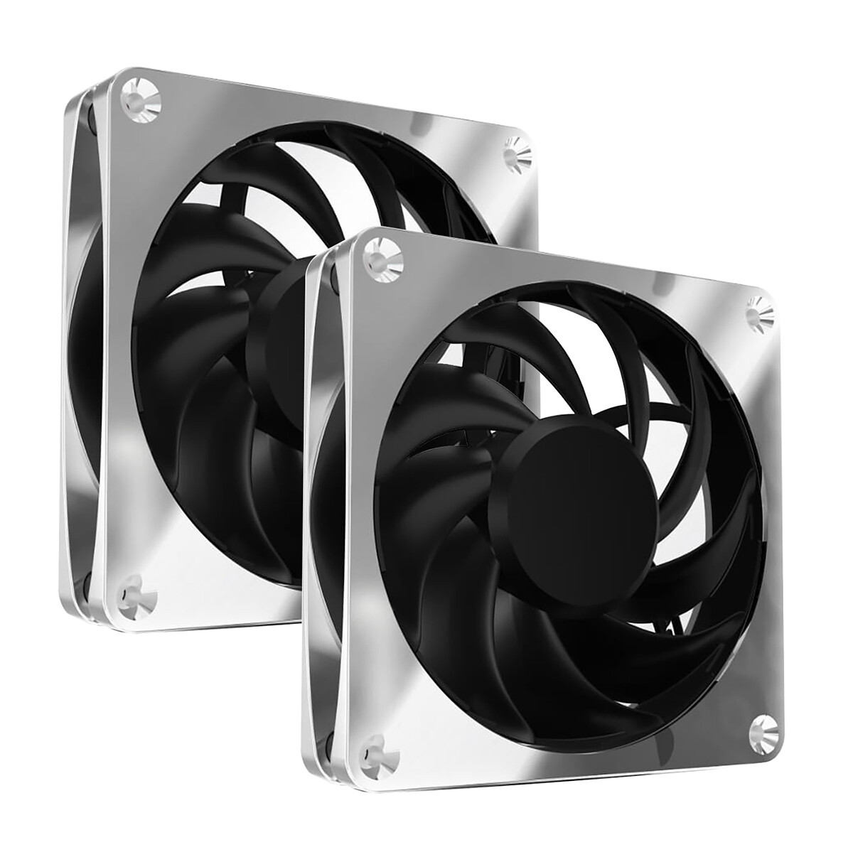 Alphacool Apex Stealth Metal Power Fan, 3000 RPM, Chrome, 2-pack