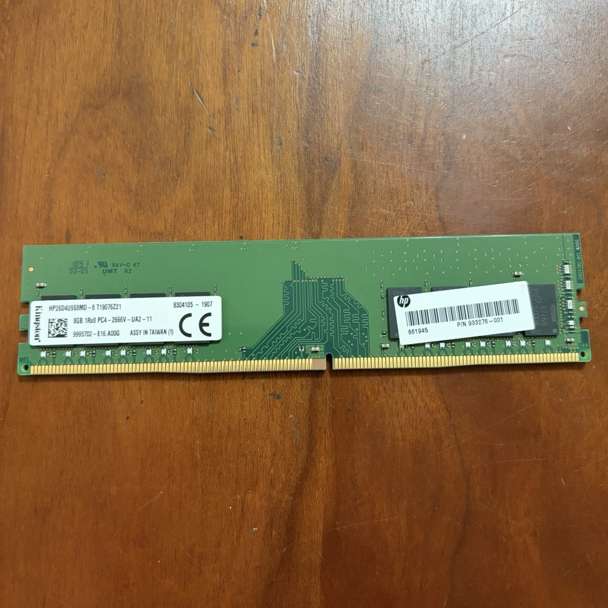 Kingston 8GB DDR4 SDRAM UDIMM PC4-2666V 288-Pin RAM Module HP26D4U9S8MD-8