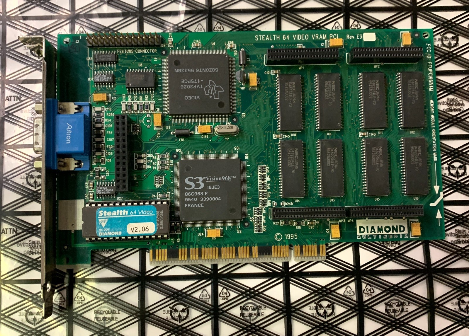 Diamond Multimedia Stealth 64 Video v2.06 VRAM S3 Vision968 PCI Graphics Card