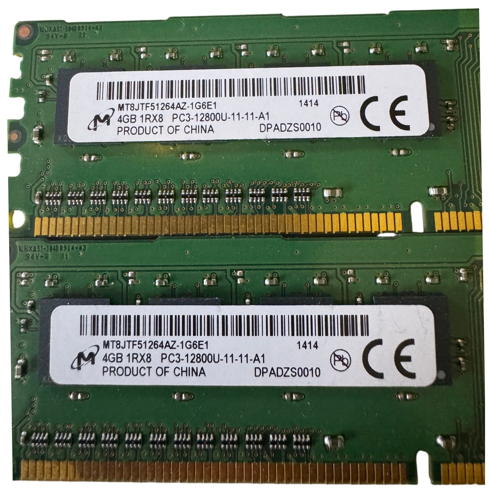 Micron 4GB DDR3-1600 PC3-12800U 1Rx8 Desktop RAM Memory MT8JTF51264AZ-1G6E1 QTY2