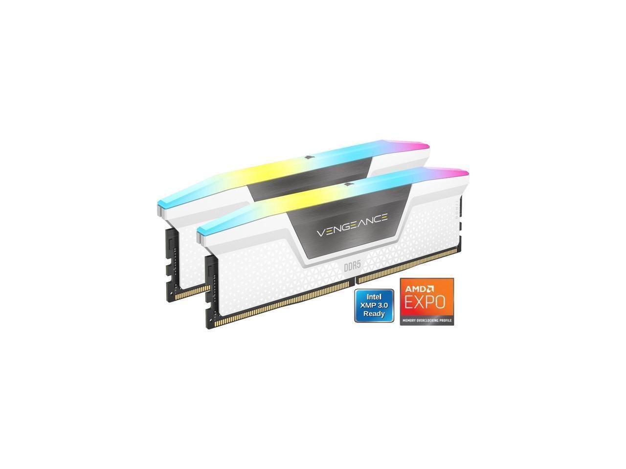 CORSAIR Vengeance RGB 16GB (2 x 8GB) 288-Pin PC RAM DDR5 6000 (PC5 48000) Deskto