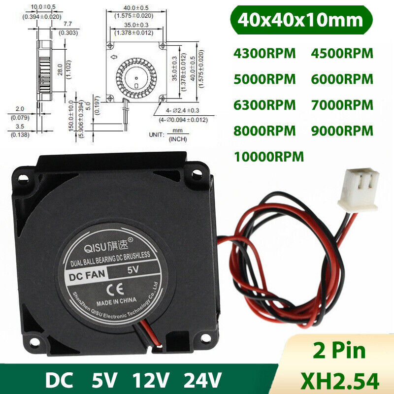 4300-10000RPM 4010 DC Turbo Blower Fan Mini Brushless Cooling Fans 5V 12V 24V