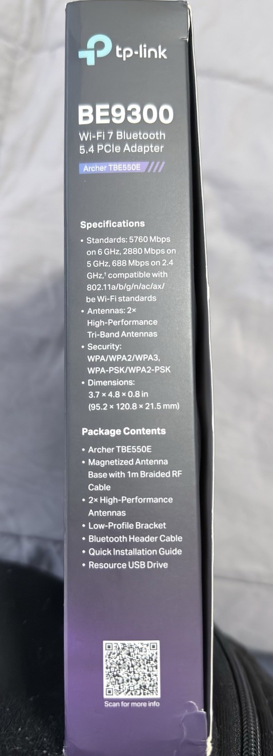 TP-Link Archer TBE550E Wi-Fi 7 PCIe Adapter BE9300 Tri-Band Bluetooth 5.4