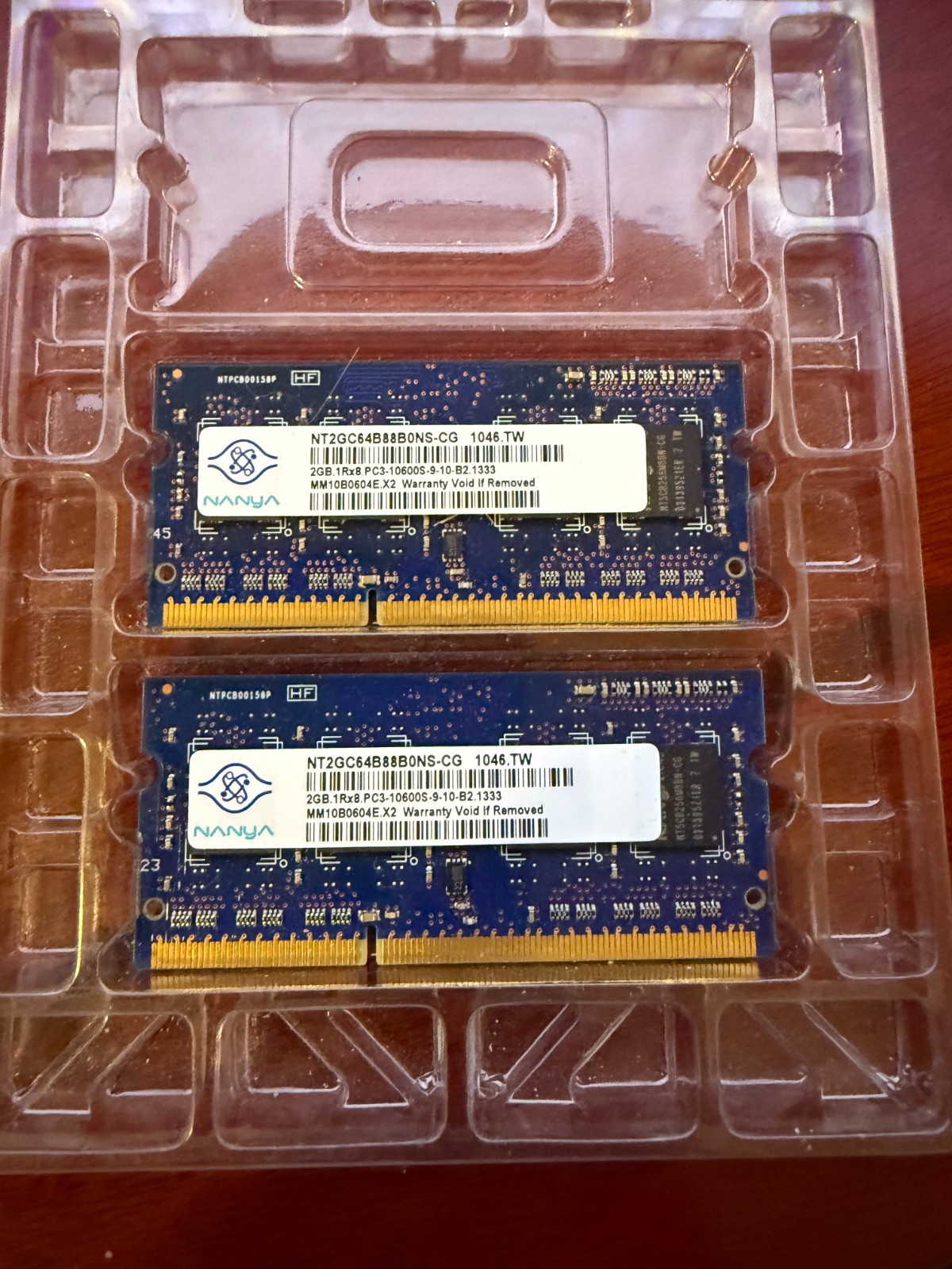 Pair (2) NT2GC64B88B0NS-CG 2GB PC3-10600 DDR3-1333MHz non-ECC Unbuffered