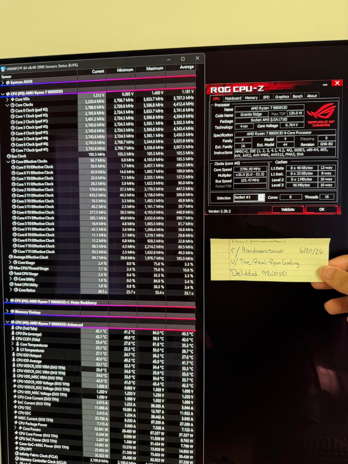 AMD Ryzen 7 9800X3D Processor (Zen 5) 8-Core 5.2GHz Desktop CPU “DELIDED”