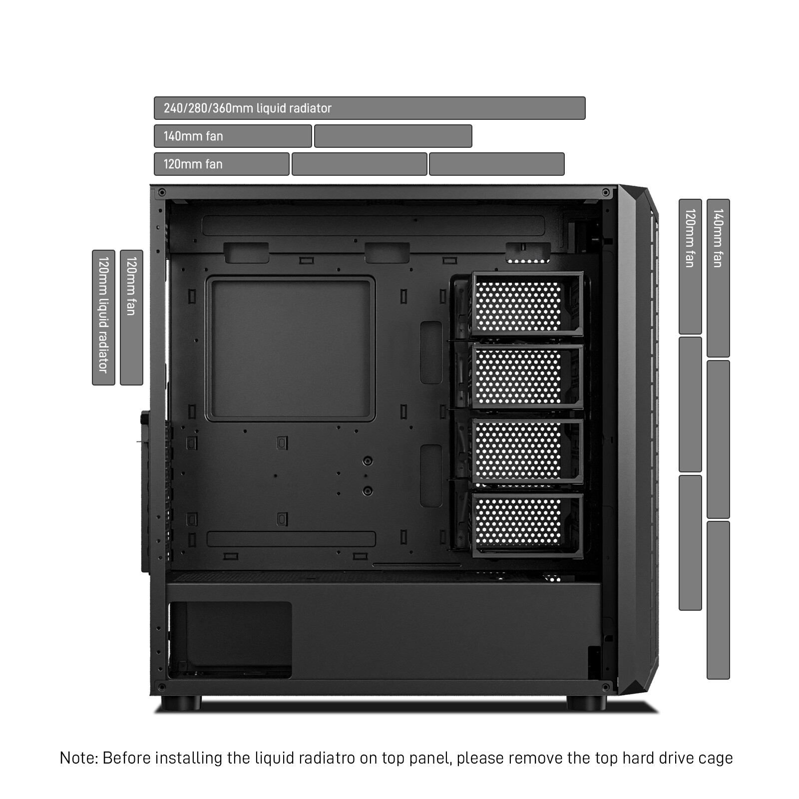 OPEN BOX Classico Storage Master Case ATX Computer Case Mid Tower w/ 4x120mm Fan