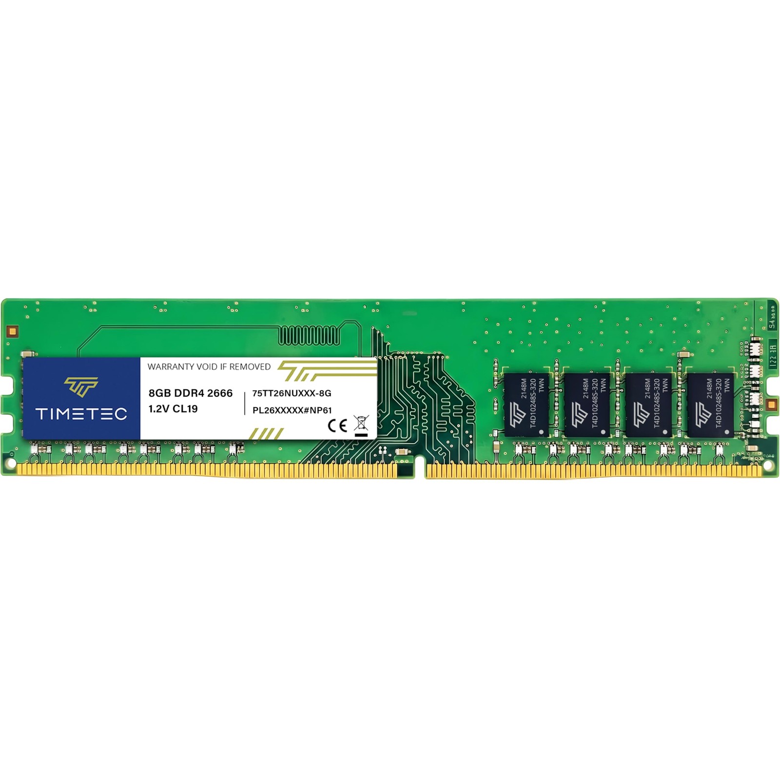 Timetec 8GB DDR4 2666MHz PC4-21300 Non-ECC Unbuffered 1.2V CL19 1Rx8 Single Rank
